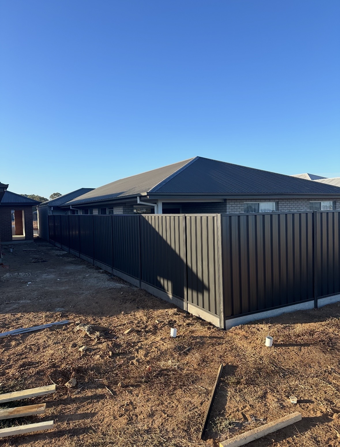 New Colorbond fence installation at a newly built Adelaide home